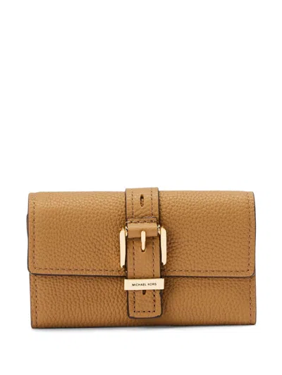 Michael Kors Flap Trifold Wallet In Brown