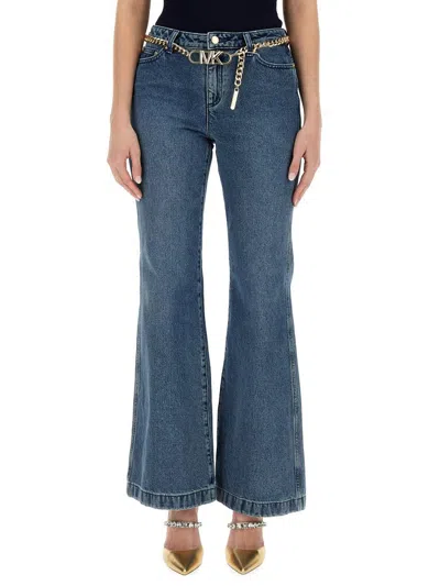 Michael Kors Flare Fit Jeans In Navy