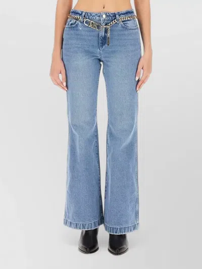 Michael Kors Flare Jeans Belt Loops Chain Detail In Blue