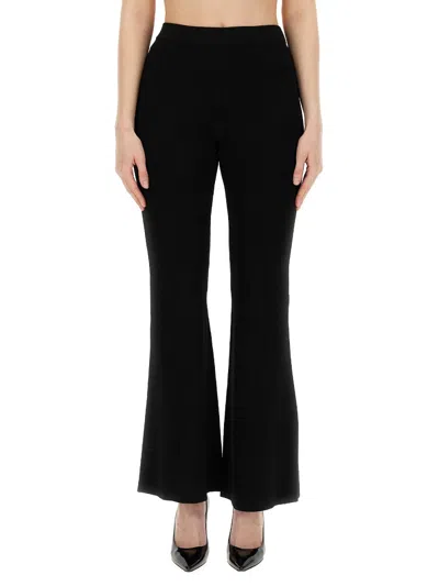 Michael Kors High Waist Ribbed Knit Flared Leggings In Black