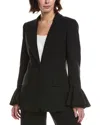 Michael Kors Collection Flare Sleeve Silk-blend Blazer In Black