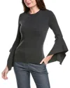 Michael Kors Flare Sleeve Wool-blend Sweater In Gray