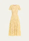 Michael Kors Flared Cotton-blend Lace Midi Dress In Parchment