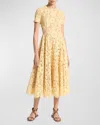 Michael Kors Flared Cotton-blend Lace Midi Dress In Parchment