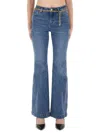 Michael Kors Flare Chain Belt Jeans In Blue