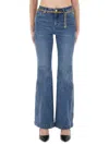 Michael Kors Flare Chain Belt Jeans In Blue