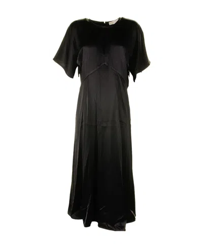 Michael Kors Flared Satin Midi Dress In Black