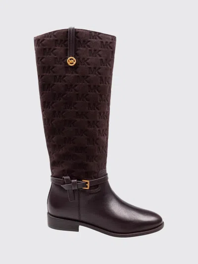 Michael Kors Flat Ankle Boot Woman Colour Brown In Animal Print