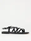 Michael Kors Darrington Snake Embossed Flat Sandals In Black