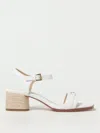 Michael Kors Mandy Sandal In White Leather With Ute Heel In White