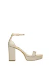 Michael Kors Merriam Glitter Embellished Leather Platform Sandal In Gold