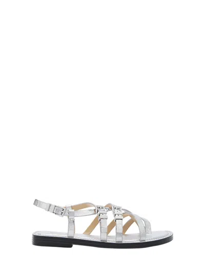 Michael Kors Darrington Leather Sandals In Silver