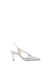 Michael Kors Calf Leather 'jaida' Slingback In Nude In Silver