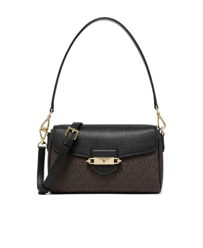 Michael Kors Fleur Monogrammed Shoulder Bag In Black