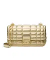 Michael Kors Tribeca Large Metallic Quilted Leather Shoulder Bag In Nude