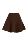 Michael Kors Flirt Crepe Wool Mini Skirt In Brown