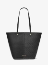 Michael Kors Flora Large Signature Logo And Leather Tote Bag In Black