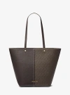 Michael Kors Flora Large Signature Logo And Leather Tote Bag In Brown
