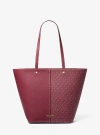 Michael Kors Flora Large Signature Logo And Leather Tote Bag In Purple