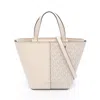 Michael Kors Flora Leather Pvc Coated Canvas 2way Tote Bag In White