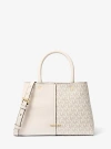 Michael Kors Flora Medium Signature Logo And Leather Satchel In Natural