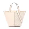 Michael Kors Flora Leather Pvc Coated Canvas 2way Tote Bag In White