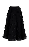 Michael Kors Floral- Raffia Midi Skirt In Black