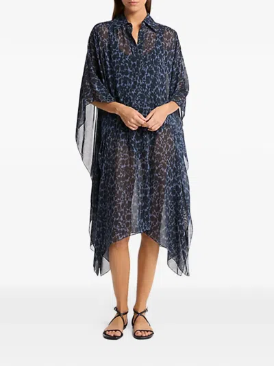 Michael Kors Floral Caftan In Blue