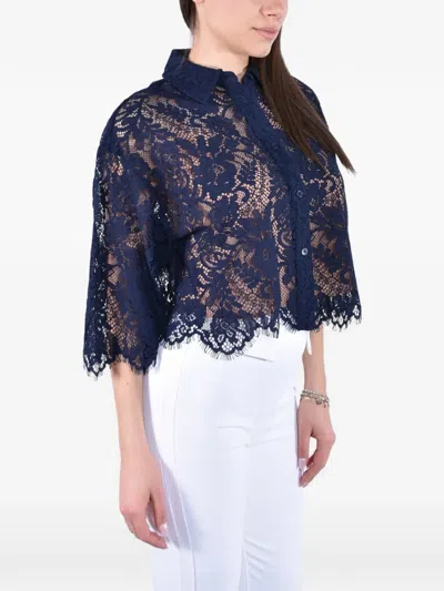 Michael Kors Floral Corded-lace Cropped Shirt In Multi