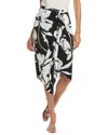 Michael Kors Floral Draped Silk Skirt In Black