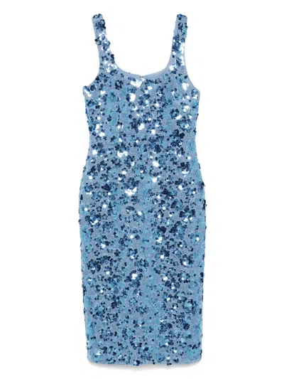 MICHAEL KORS FLORAL-EMBELLISHED SCUBA MIDI DRESS