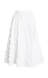 Michael Kors Floral-embroidered Cotton Midi Skirt In White