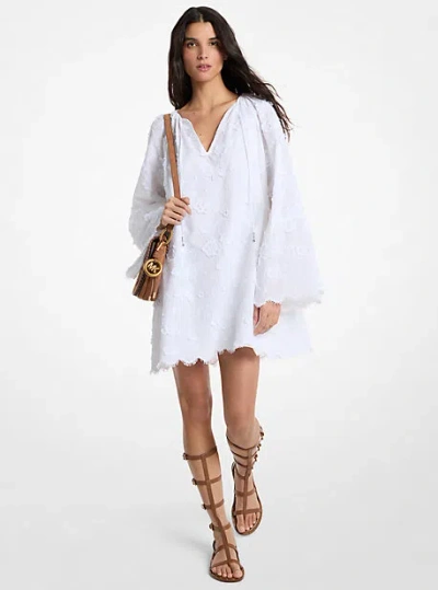 Michael Kors Floral Embroidered Cotton Voile Dress In Red