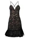 Michael Kors Floral-embroidered Mini Dress In Black