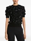Michael Kors Floral-embroidered Shell Top In Black