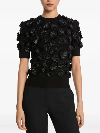 Michael Kors Floral-embroidered Shell Top In Black