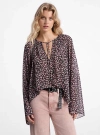 Shop Michael Kors Floral Georgette Flared Sleeve Blouse In Pink