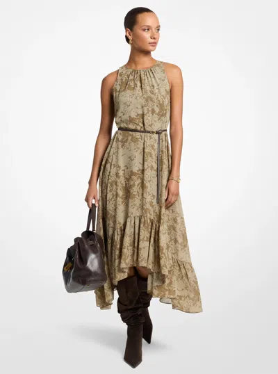 Michael Kors Floral Georgette High-low Dress In Multi