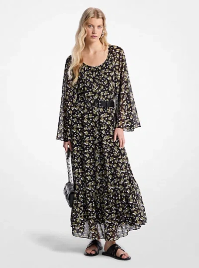 Michael Kors Floral Georgette Maxi Dress In Green