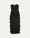 Michael Kors Floral Hand Embellished Strapless Sheath Dress In Black