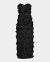 Michael Kors Floral Hand Embellished Strapless Sheath Dress In Black