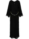 Michael Kors Floral-lace Bell-sleeves Kaftan In Black