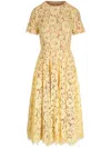 Michael Kors Flared Cotton-blend Lace Midi Dress In Gelb