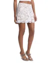Michael Kors Studded Corded Floral Lace Mini Skirt In White