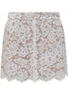 Michael Kors Studded Corded Floral Lace Mini Skirt In White