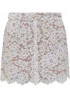 Michael Kors Studded Corded Floral Lace Mini Skirt In White
