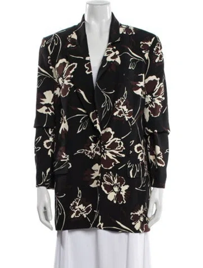 Pre-owned Michael Kors Floral Print Blazer In Black