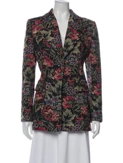 Pre-owned Michael Kors Floral Print Blazer In Black
