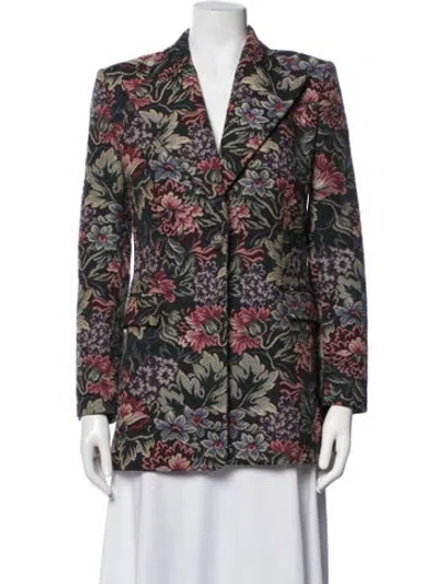 Pre-owned Michael Kors Floral Print Blazer In Green