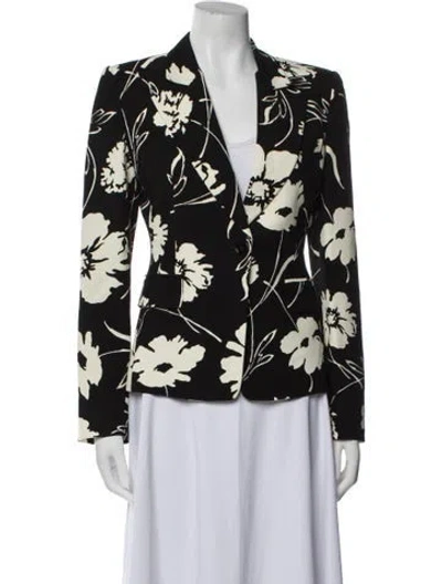 Pre-owned Michael Kors Floral Print Blazer W/ Tags In Black